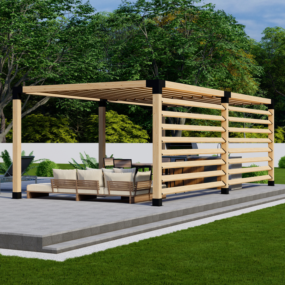 Kit de supports noirs pour pergola (4x4 ou 6x6)