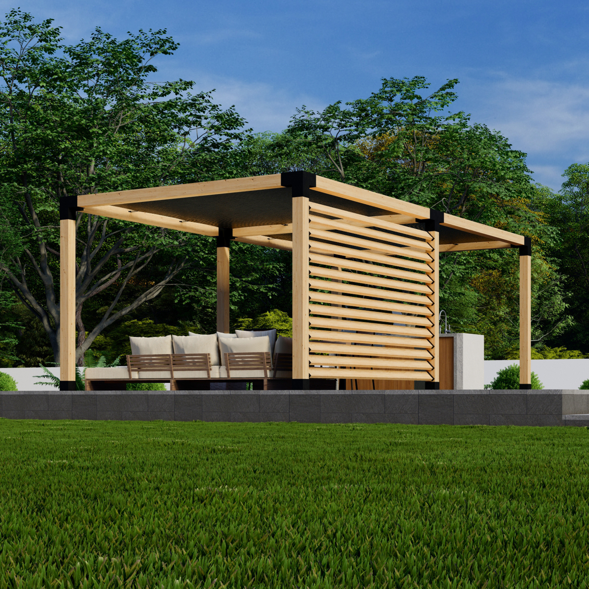 Kit combiné DIY pergola sur mesure / toiles d’ombrage