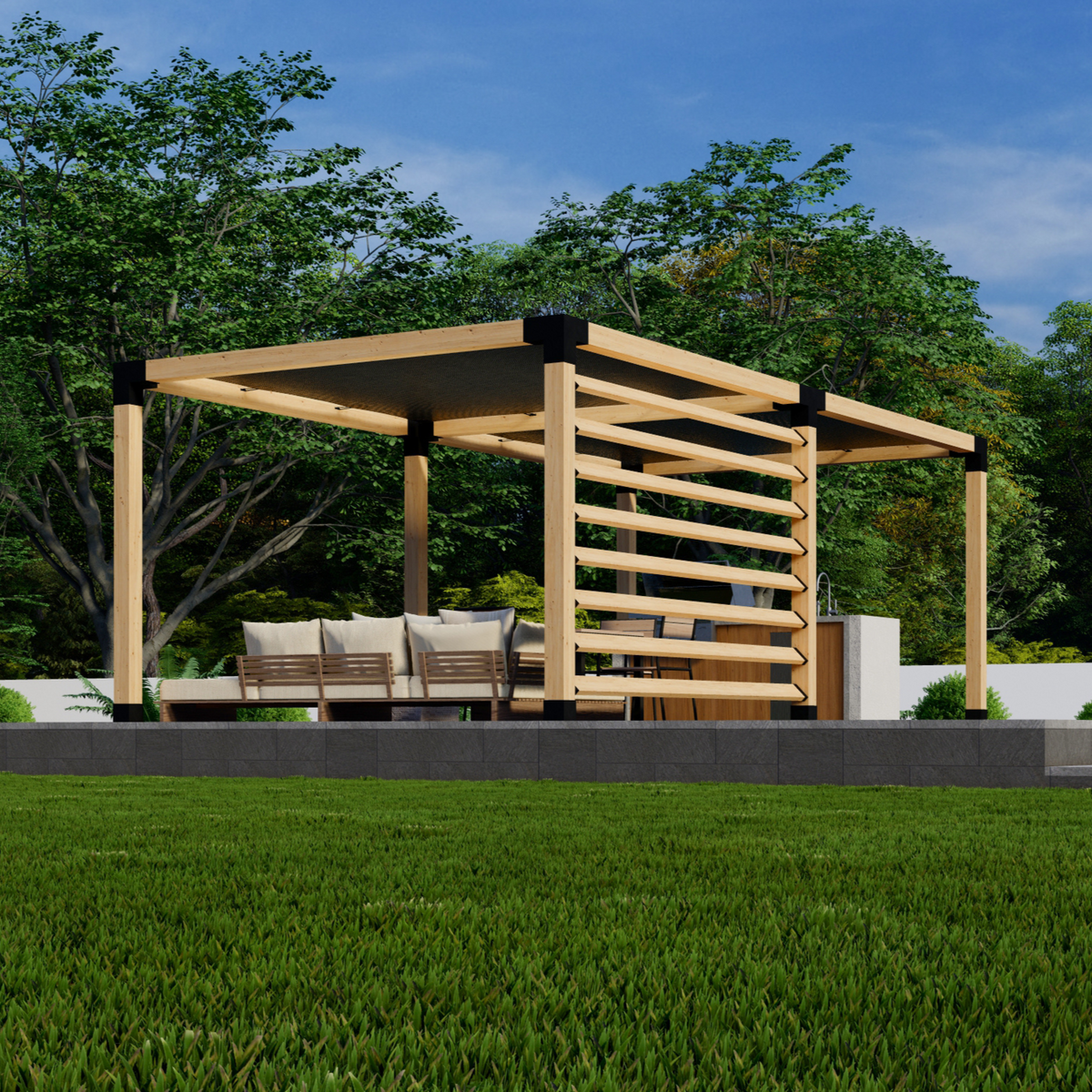 Kit pour pergola avec voile(s) d’ombrage au-dessus