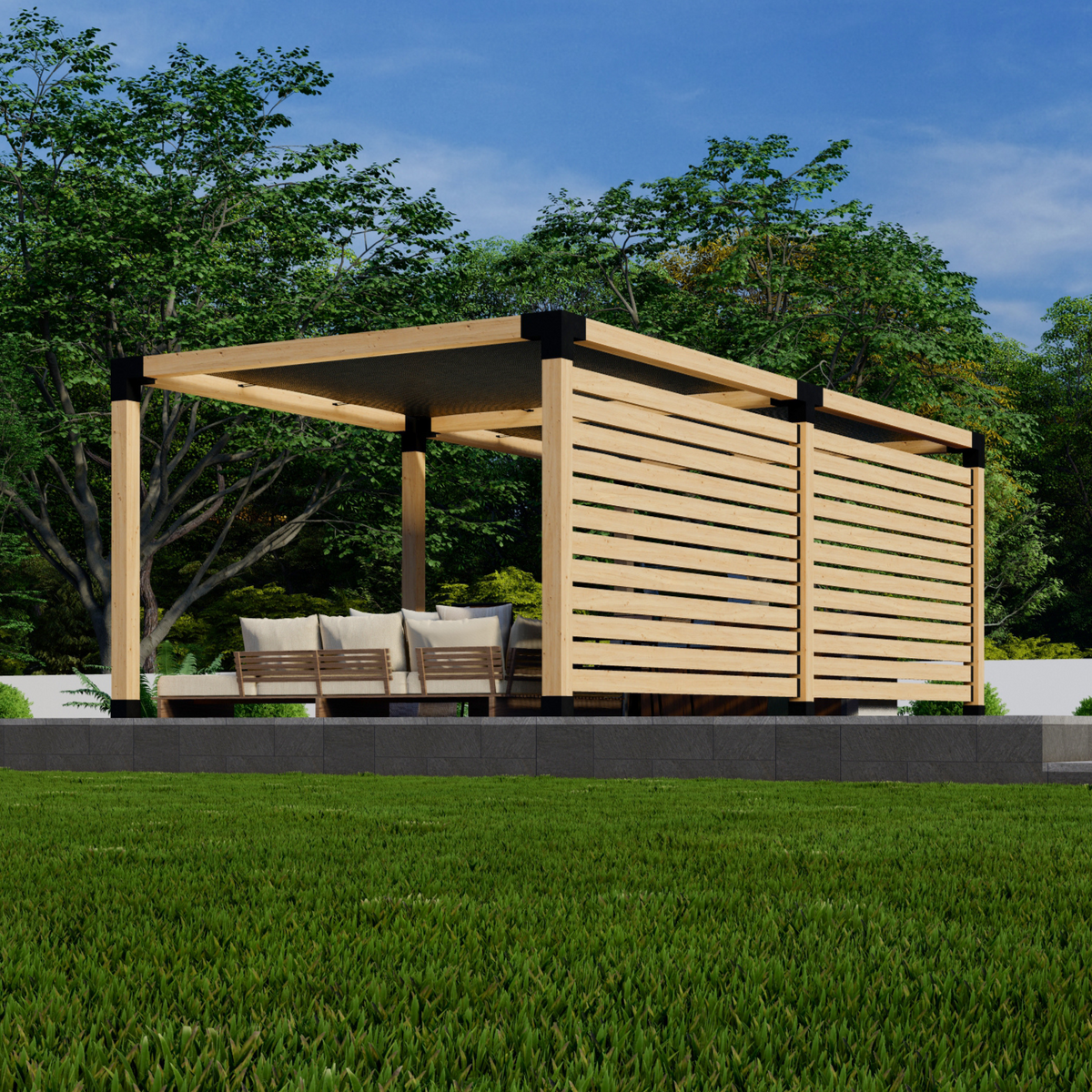 Kit combiné DIY pergola de terrasse / toiles d’ombrage