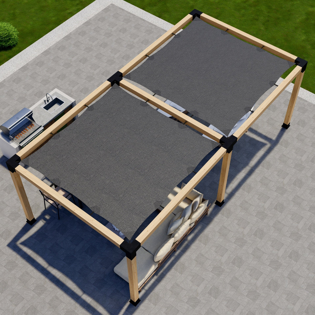 Pergola couverte 16x10 avec pare-soleil