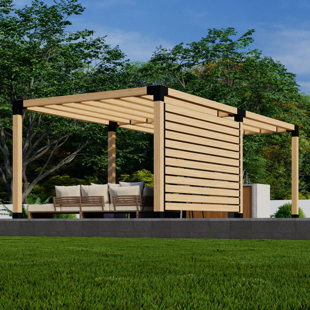 Kit de pergola pour terrasse arrière ou avant