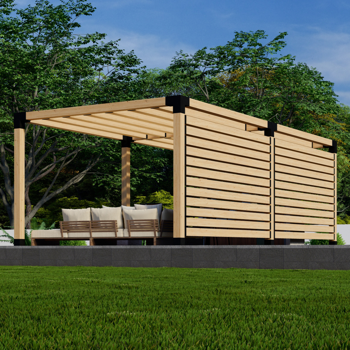 Kit de pergola à 2 parois pour jardin arrière
