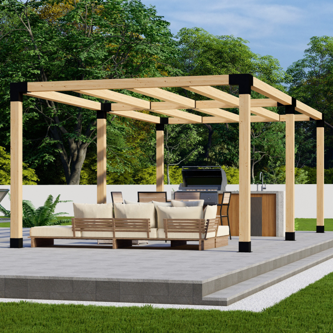 Kit de supports pour construire une pergola en métal et bois