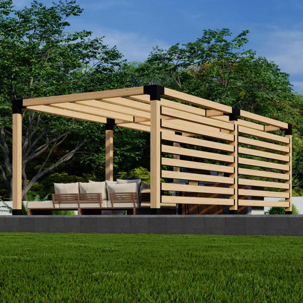Kit pour pergola avec parois latérales et toit