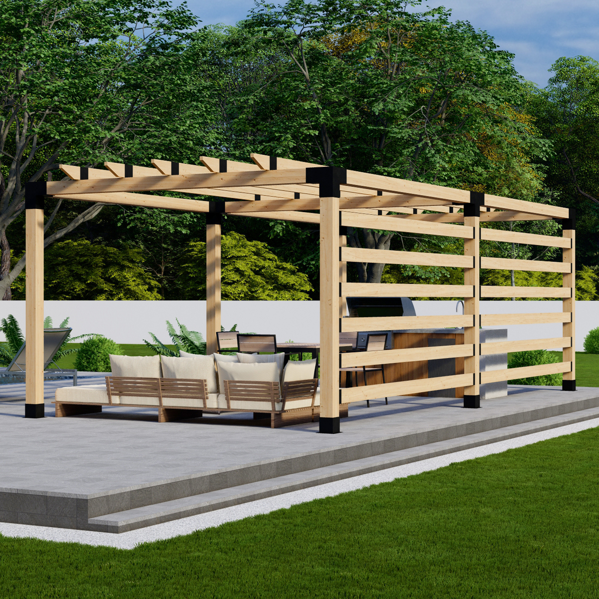 Kit de supports pour pergola avec toit à construire soi-même