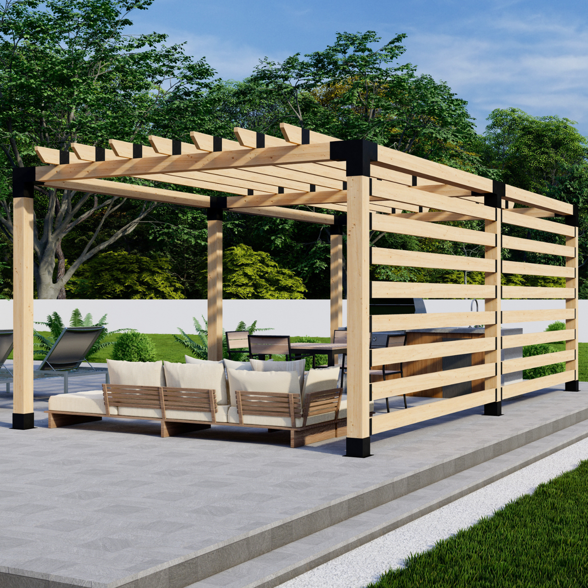 Supports et quincaillerie pour kit de pergola en bois / cèdre