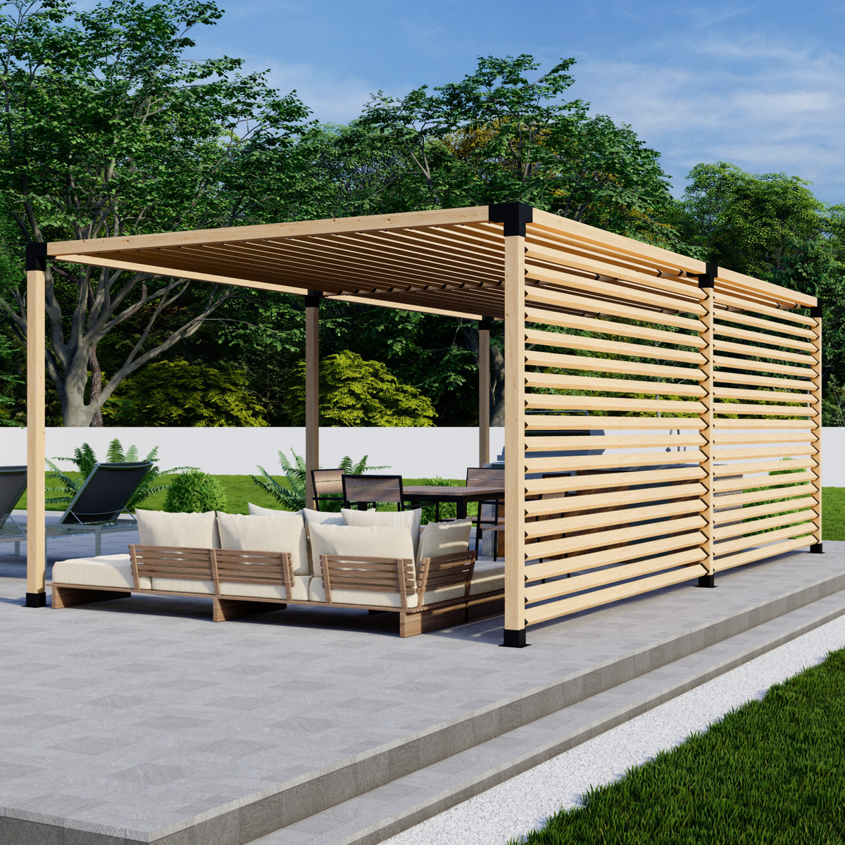 Kit pour pergola avec toit et parois latérales