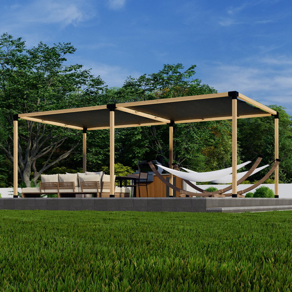 Kit combiné pergola et toiles d’ombrage