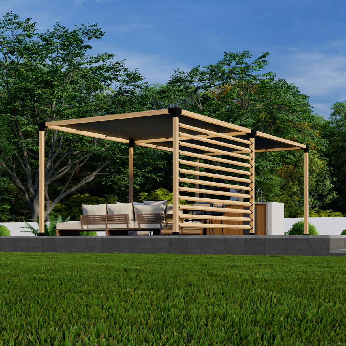 Kit de terrasse couverte par pergola