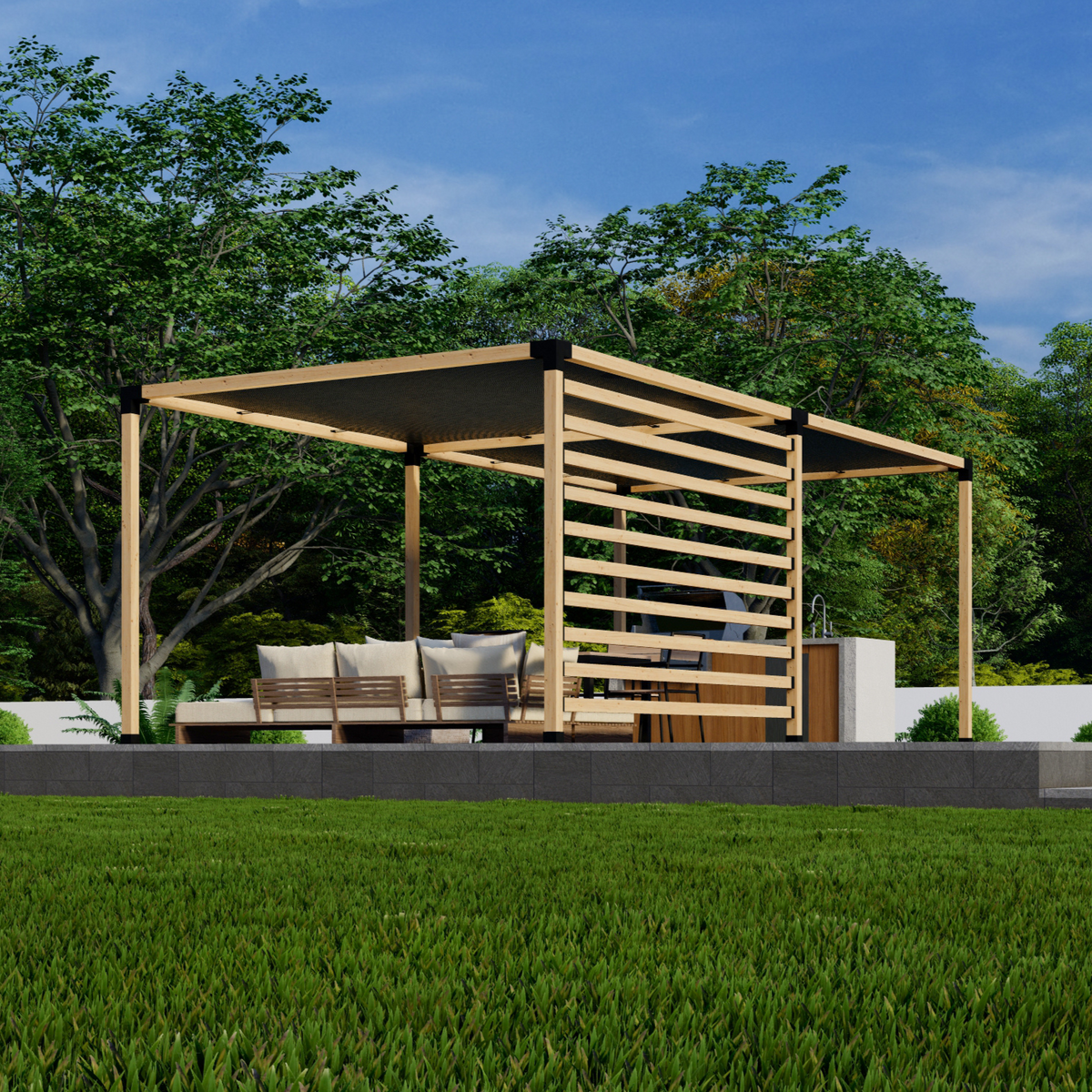 Kit de pergola avec toit en toile