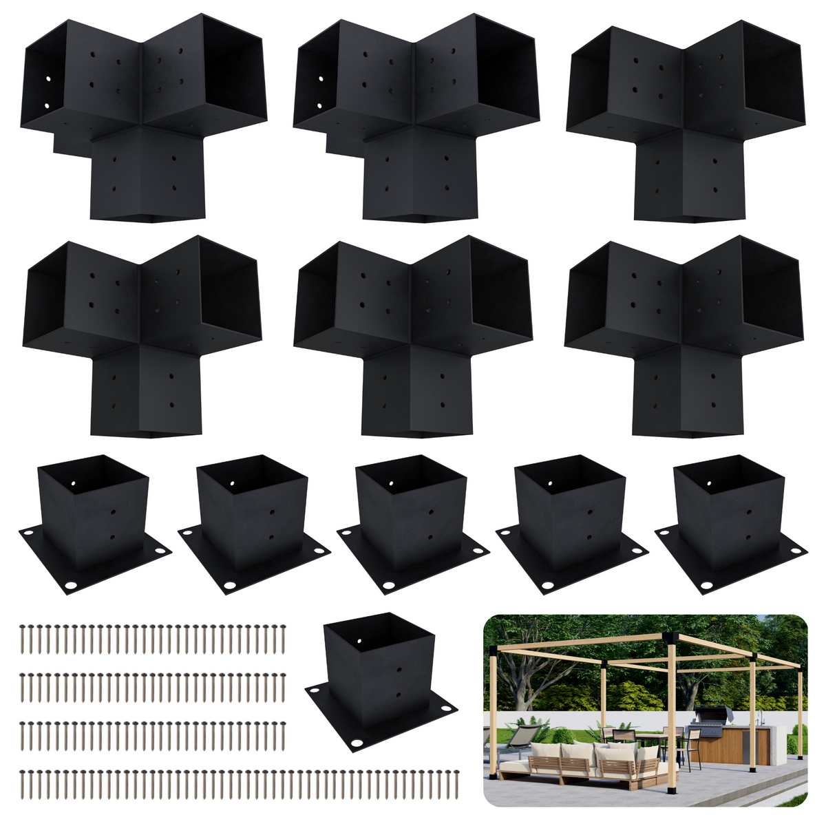 Kit DIY de supports pour structure de pergola autoportante – Toute taille jusqu’à 24' x 12'