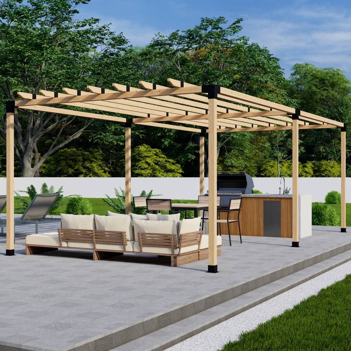 Kit DIY de supports pour pergola autoportante avec chevrons de toit – Toute taille jusqu’à 24' x 12'