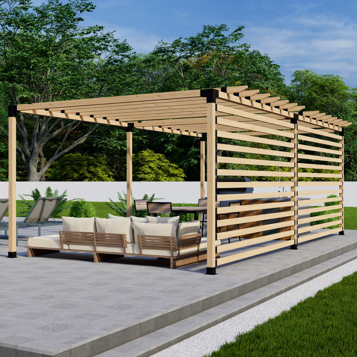Kit pour pergola avec toit et parois