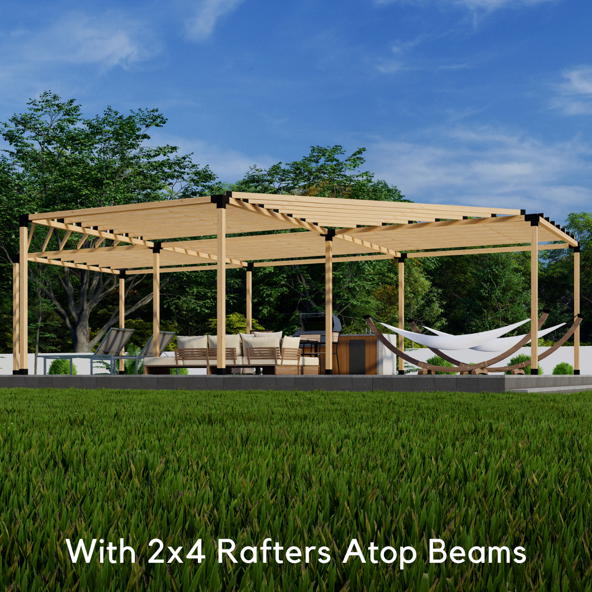 Kit pour pergola en demi-cercle avec toit – Toute taille jusqu’à 36' x 24'