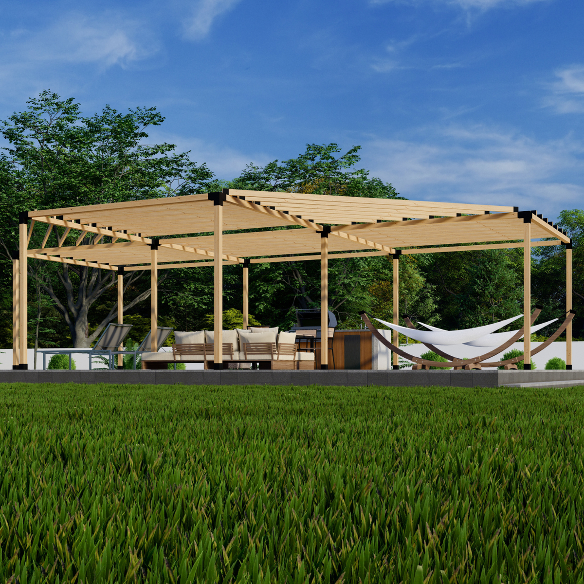 Kit pour pergola en demi-cercle avec toit – Toute taille jusqu’à 36' x 24'