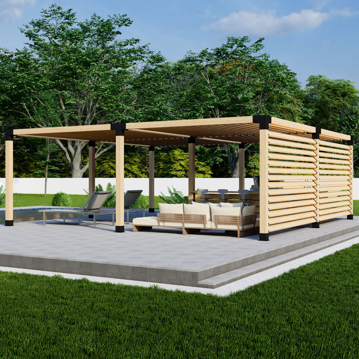 Kit de pergola couverte pour jardin arrière