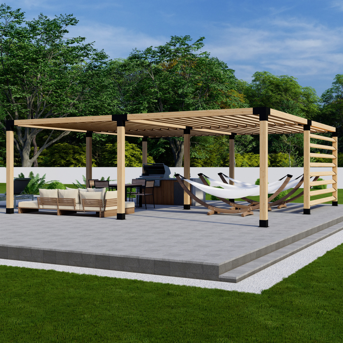 Kit de supports pour construire une pergola en bois sur terrasse