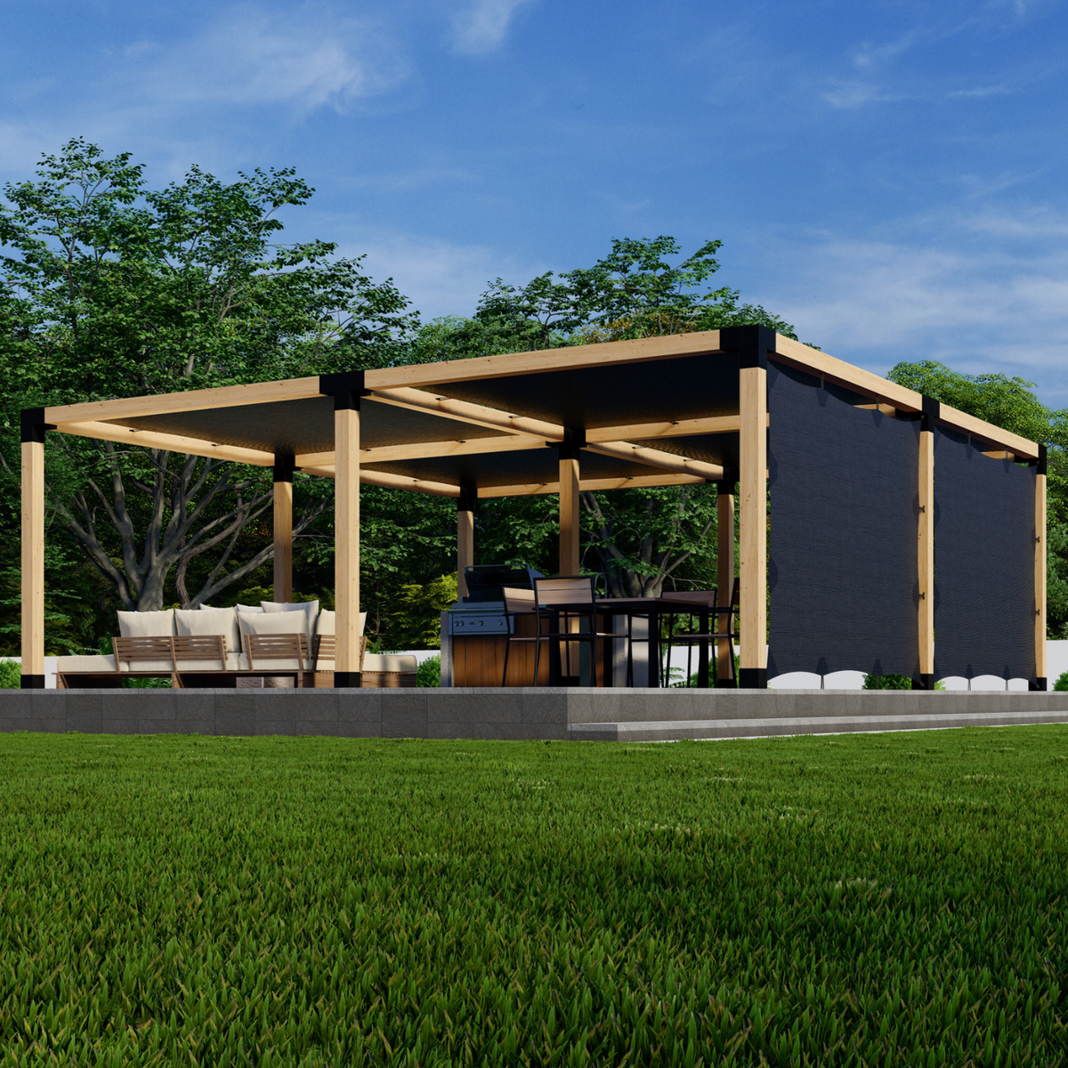 Kit pour pergola avec écrans et toiles d’ombrage