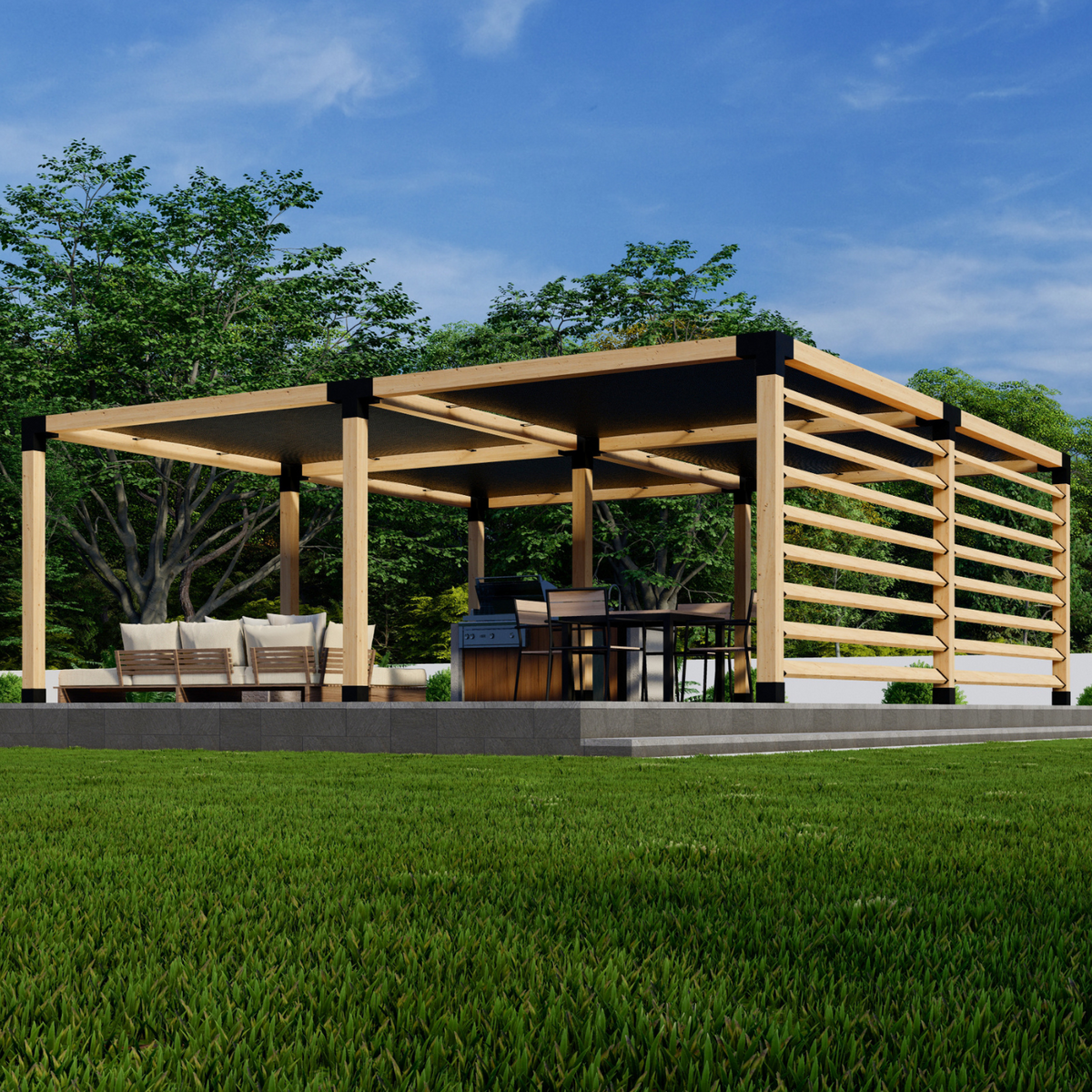 Kit pour pergola sur mesure avec toiles d’ombrage