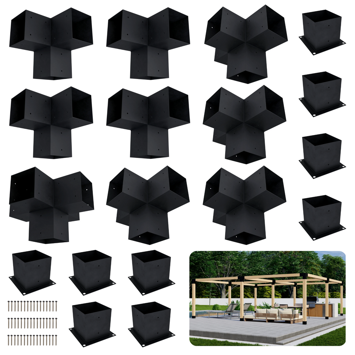 Kit DIY de supports pour structure de pergola autoportante – Toute taille jusqu’à 24' x 24'