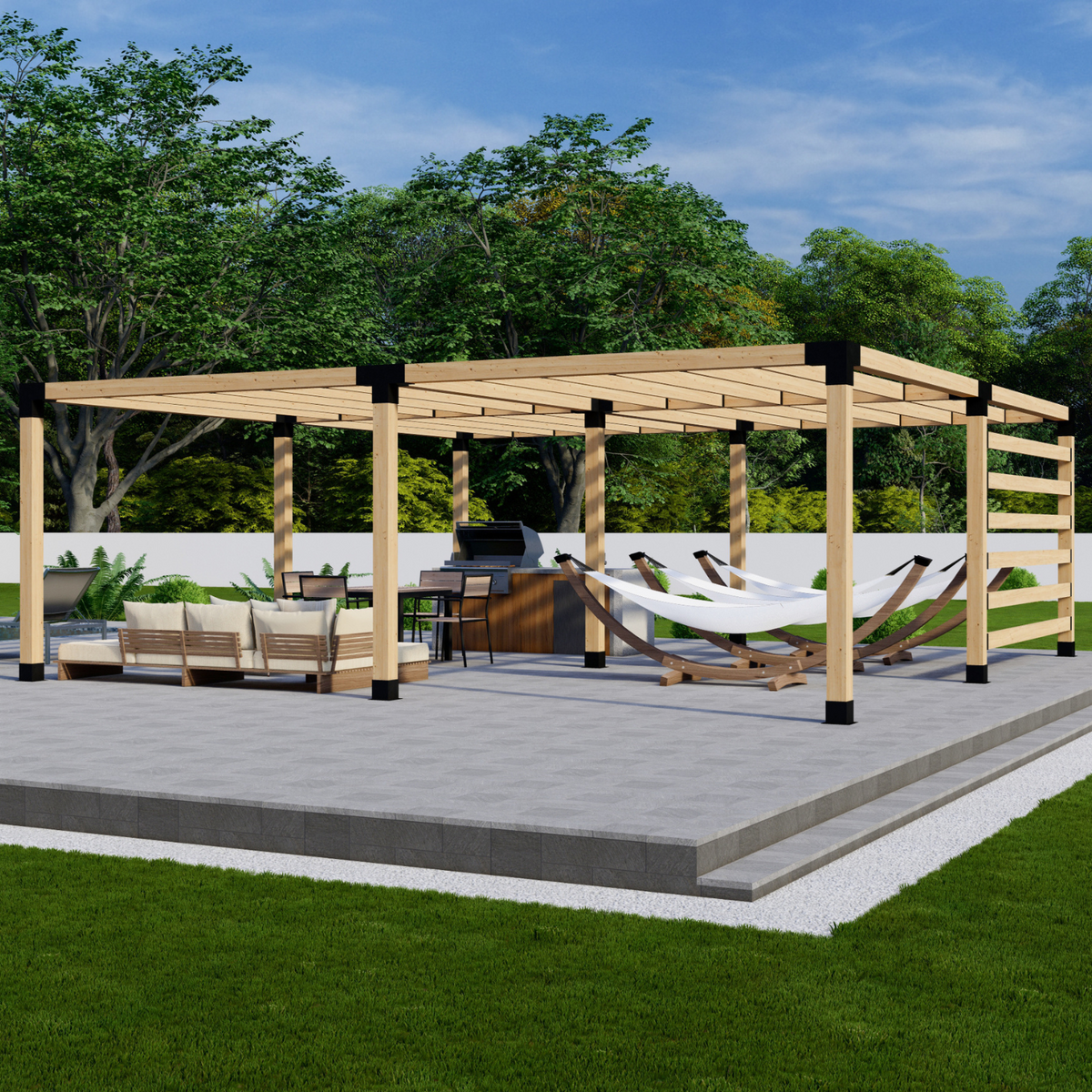 Kit de supports pour grande pergola de jardin arrière