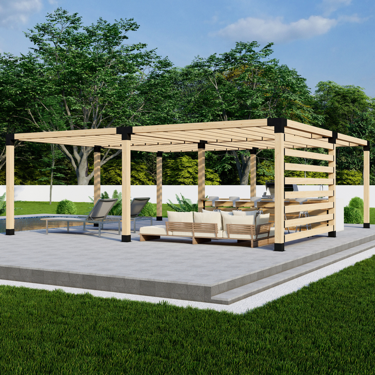 Kit de pergola en bois sur mesure (supports 4x4 ou 6x6 + quincaillerie)