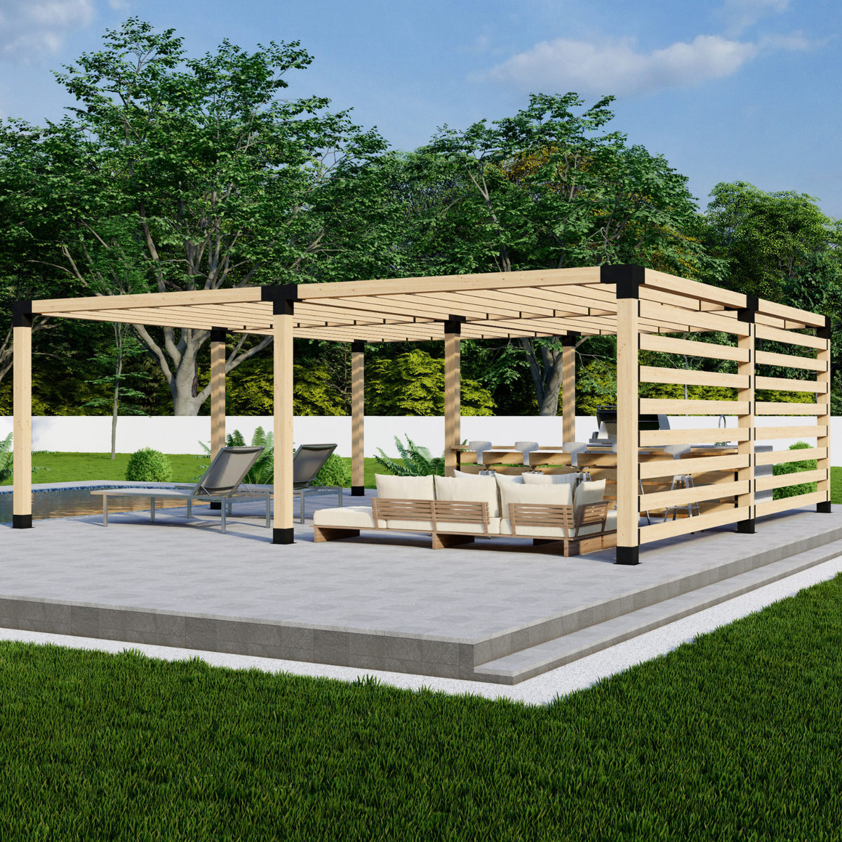 Kit de supports 6x6 pour pergola de jardin en bois avec toit
