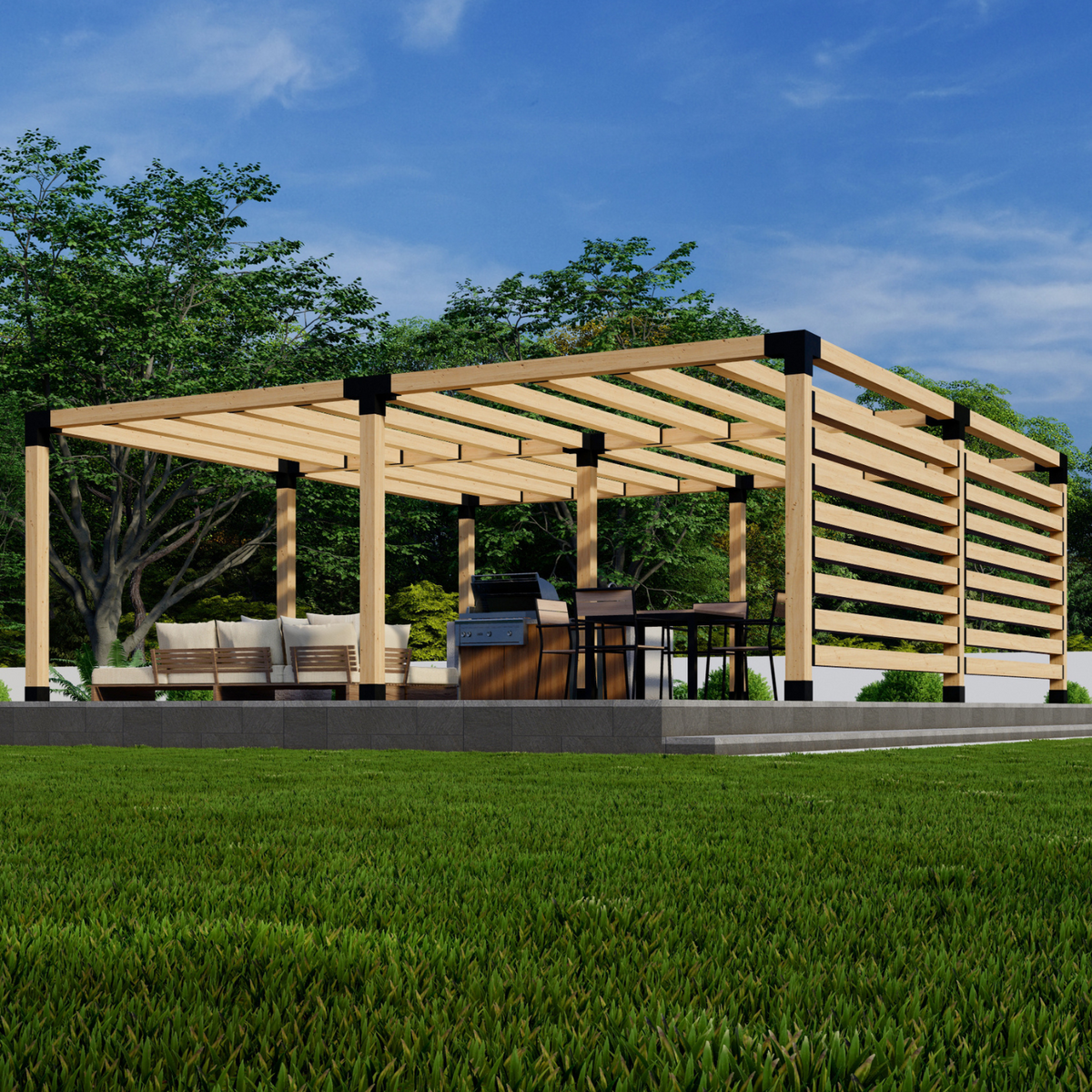 Kit de pergola pour terrasse ou barbecue