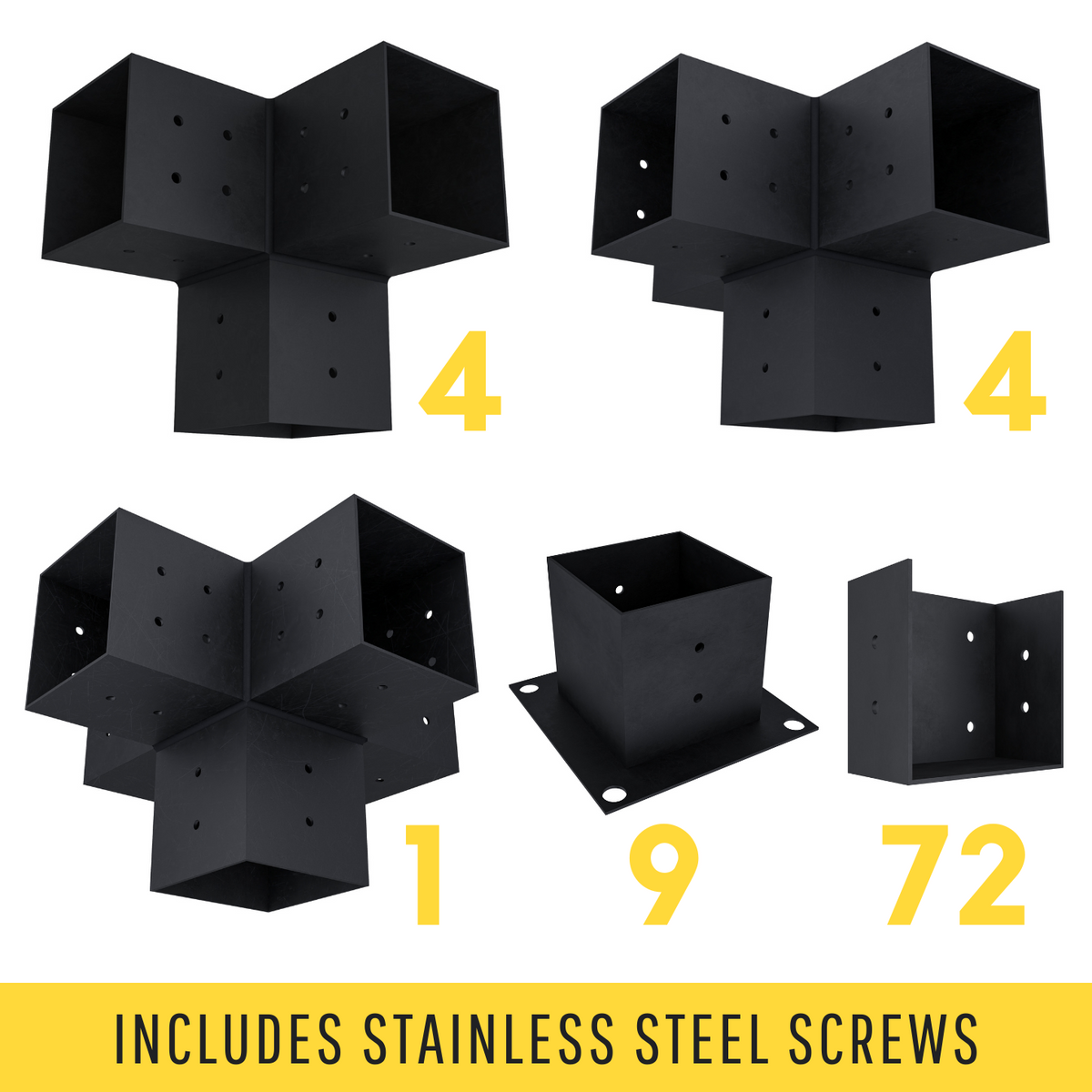Kit de supports métalliques noirs pour pergola