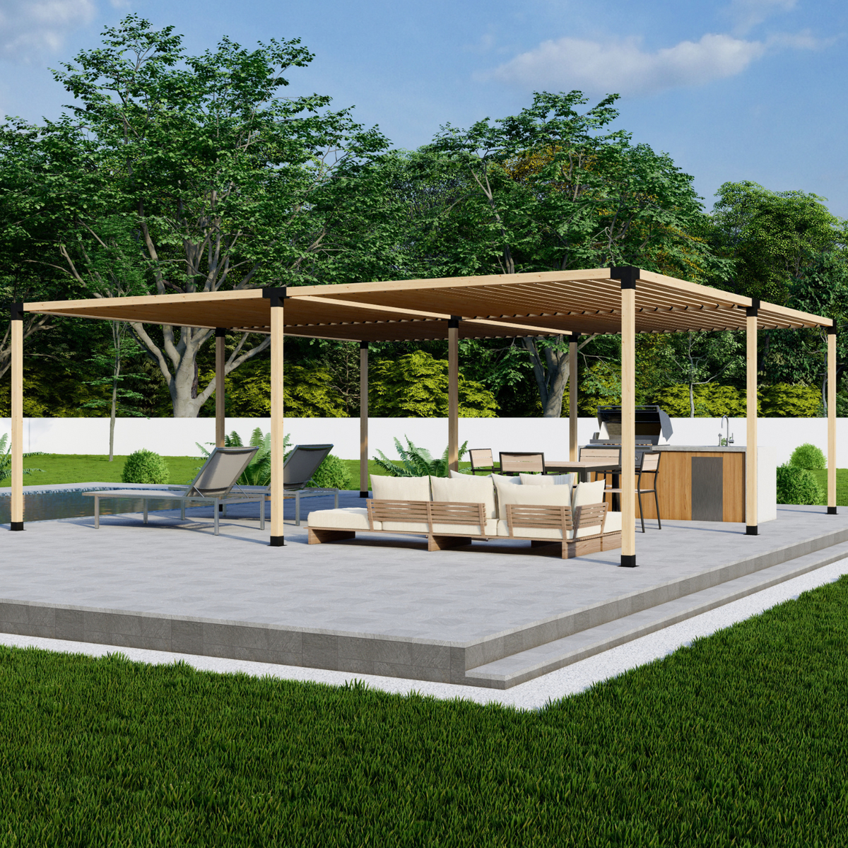 Kit DIY de pergola moderne en acier et bois