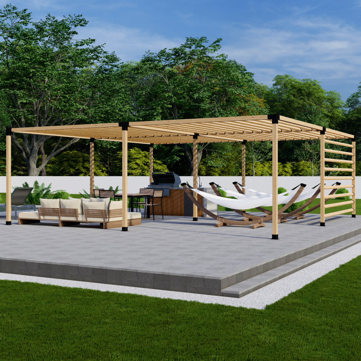 Kit de supports pour pergola autoportante en bois à lattes