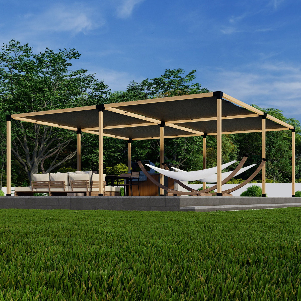 Kit combiné pergola et toiles d’ombrage