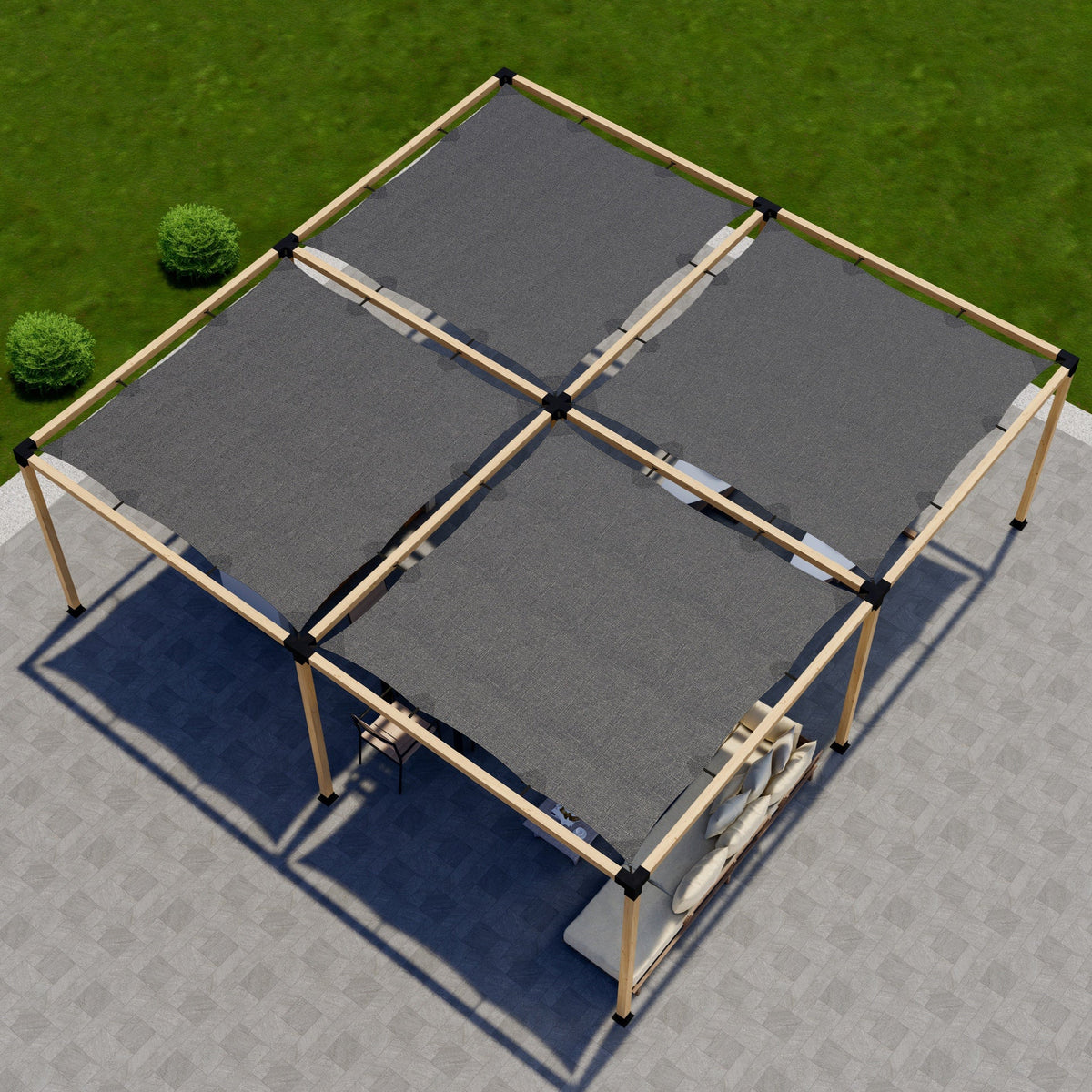 Pergola 18 x 24 avec toiles d’ombrage