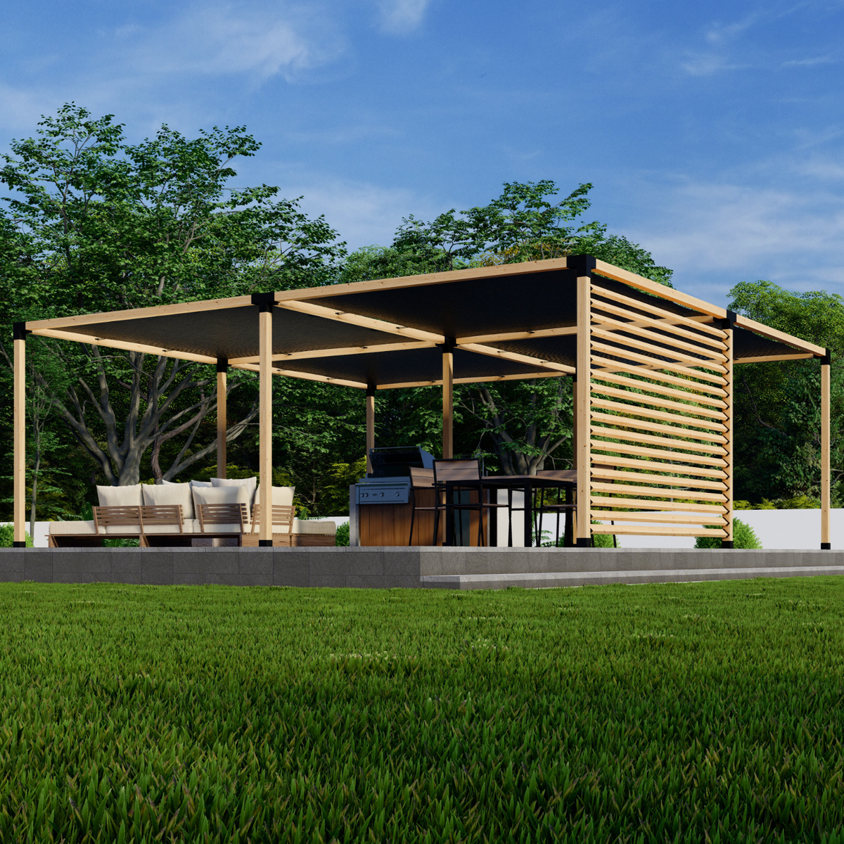 Kit de supports pour construire une pergola contemporaine en bois de charpente