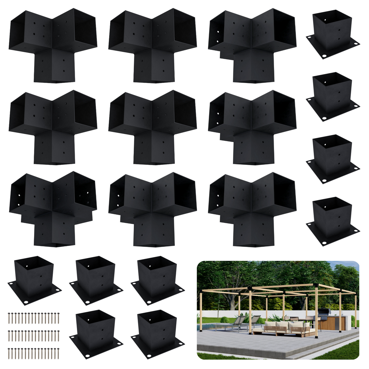 Kit DIY de supports pour structure de pergola autoportante – Toute taille jusqu’à 24' x 24'