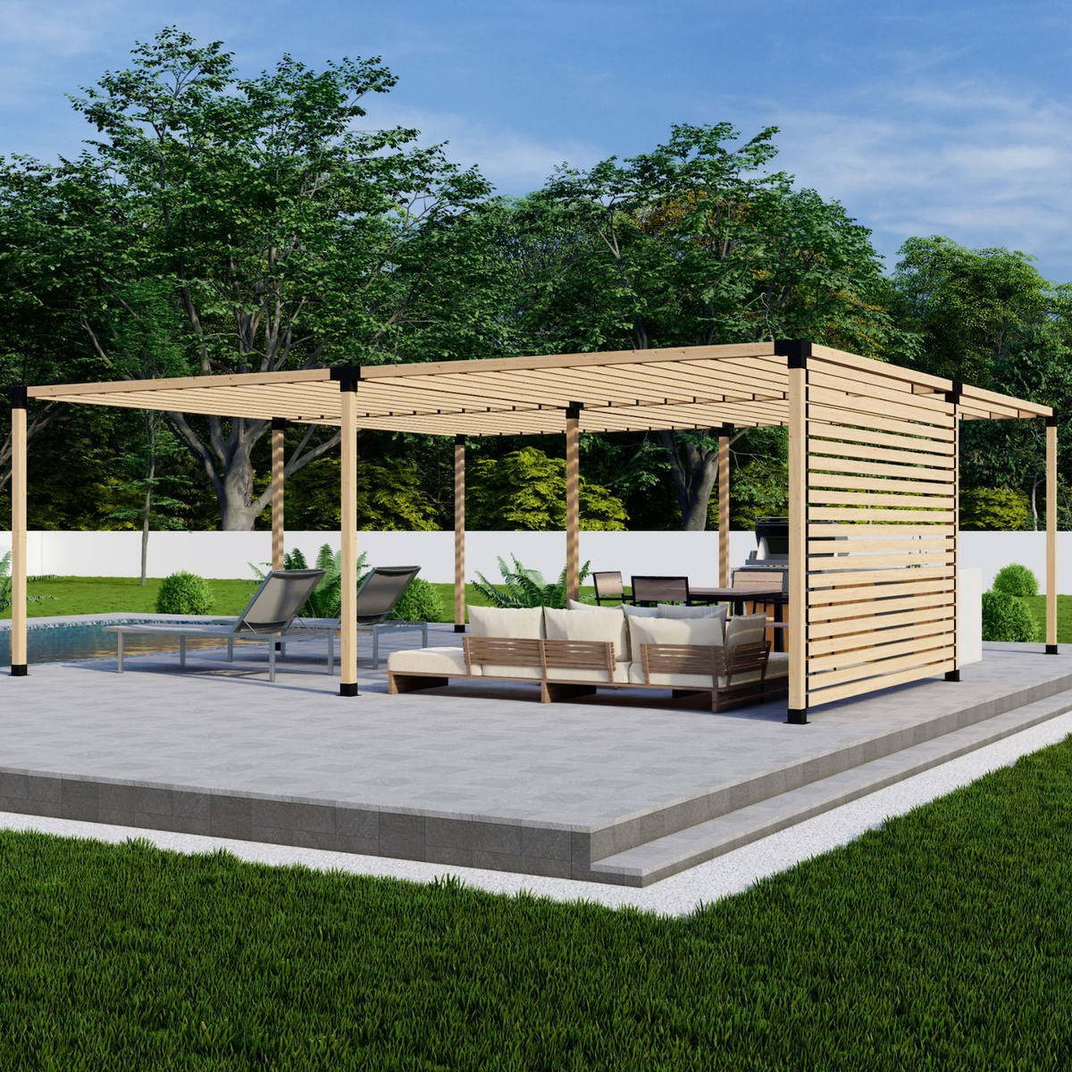 Kit de supports pour pergola avec paroi arrière