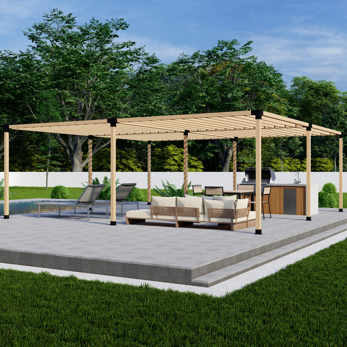 Kit de pergola en métal noir (supports et quincaillerie)