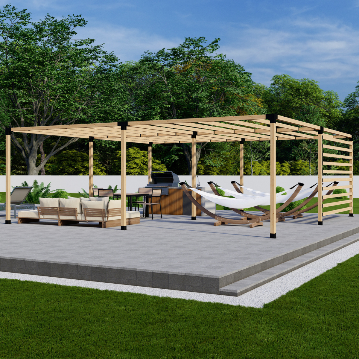 Kit de supports pour pergola à toit en treillis