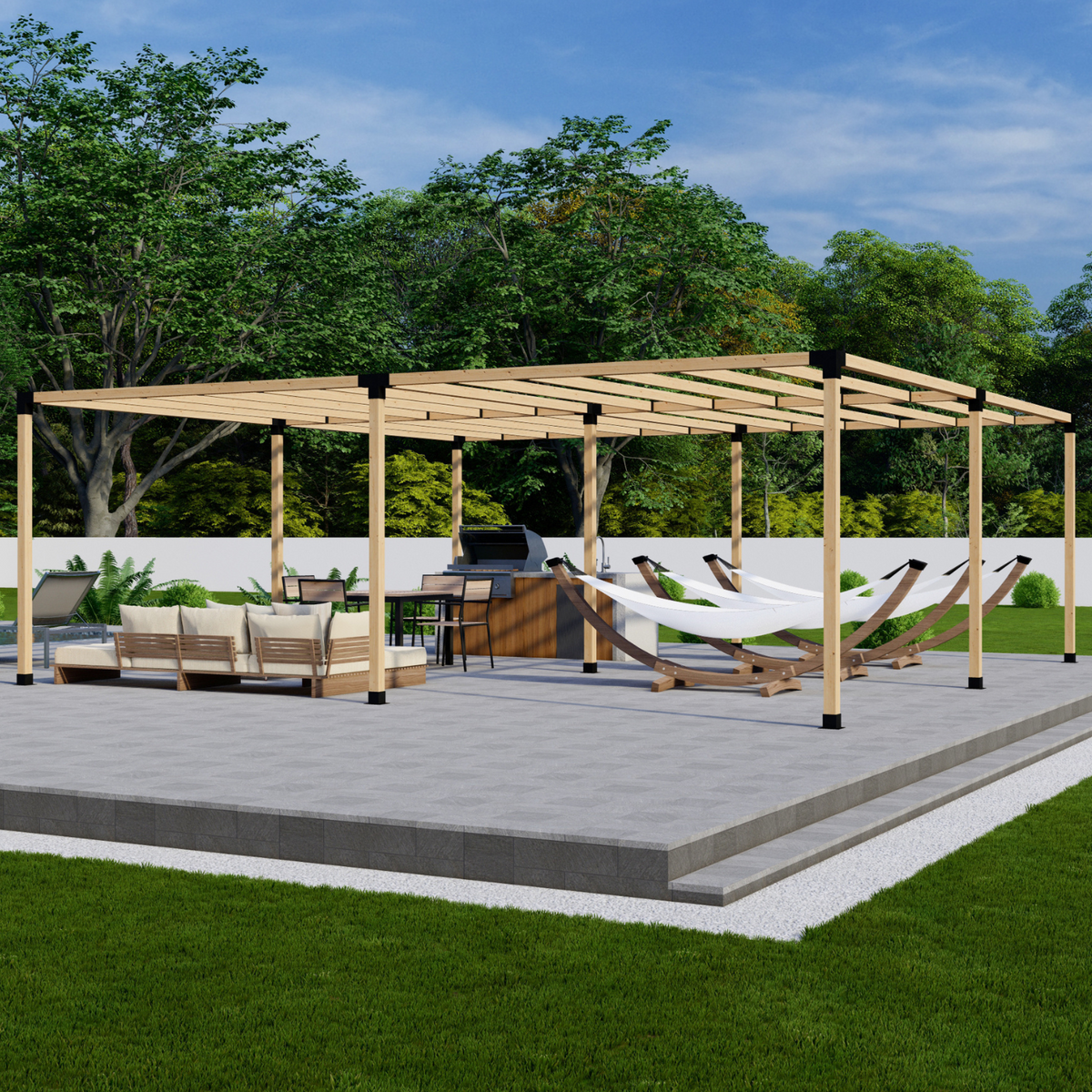 Kit de supports pour construire une pergola contemporaine en bois