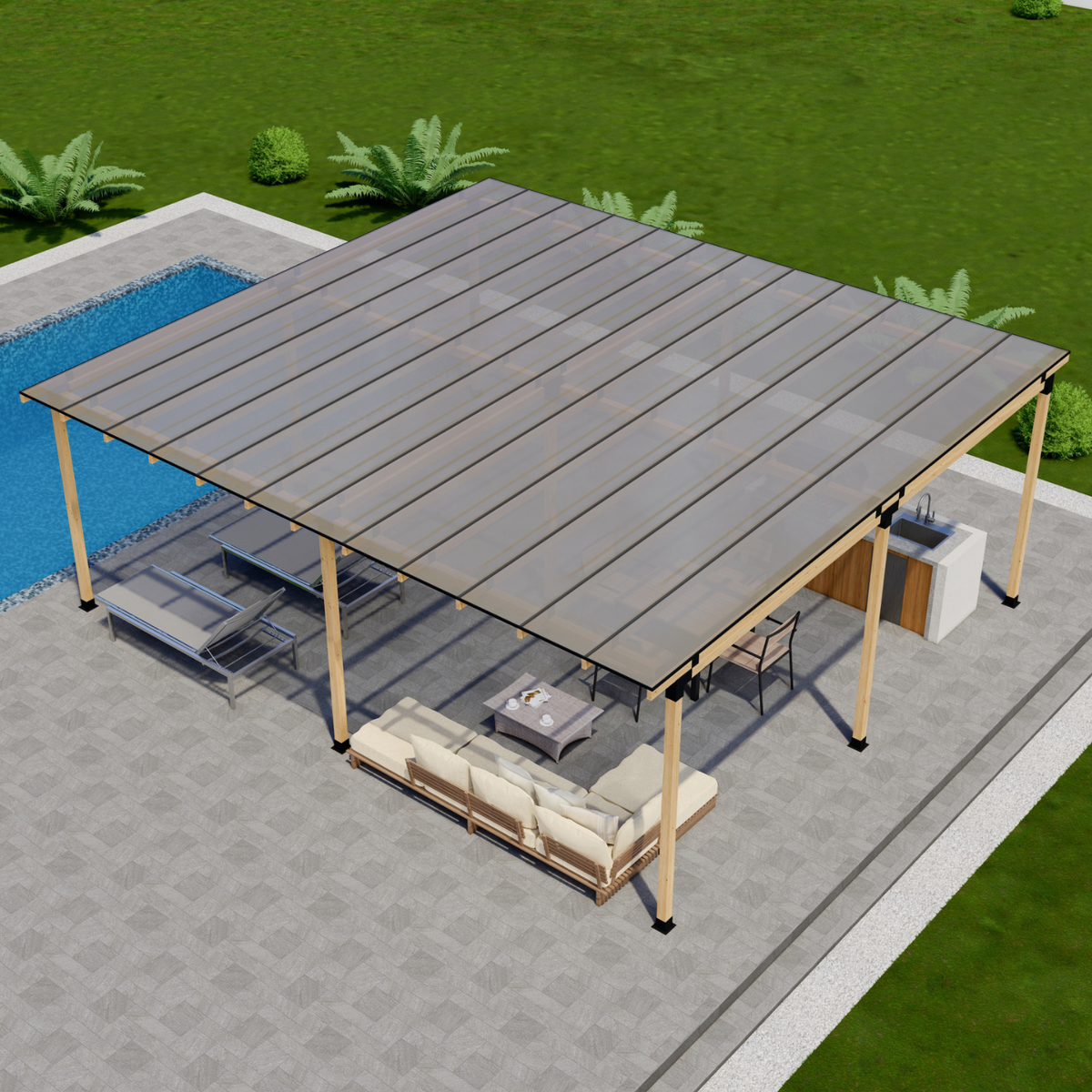 Kit pour construire une grande couverture de terrasse avec toit plein