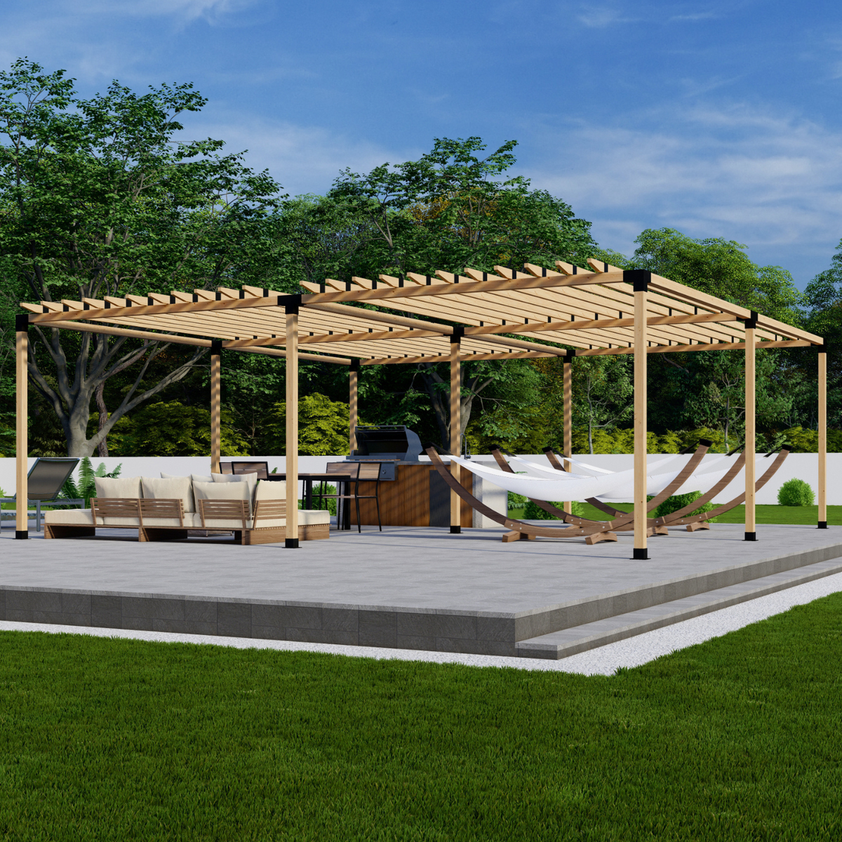 Kit de pergola pour construire une structure d’ombrage à lattes