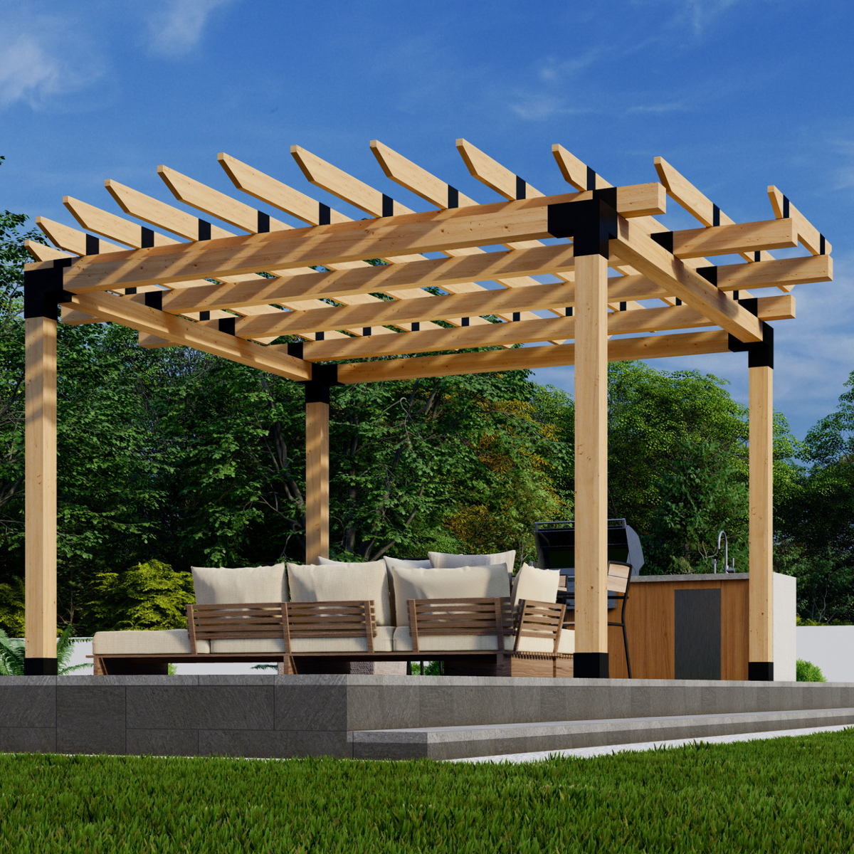 Kit DIY pour pergola à toit rond sur terrasse ronde – Toute taille jusqu’à 12' x 12'