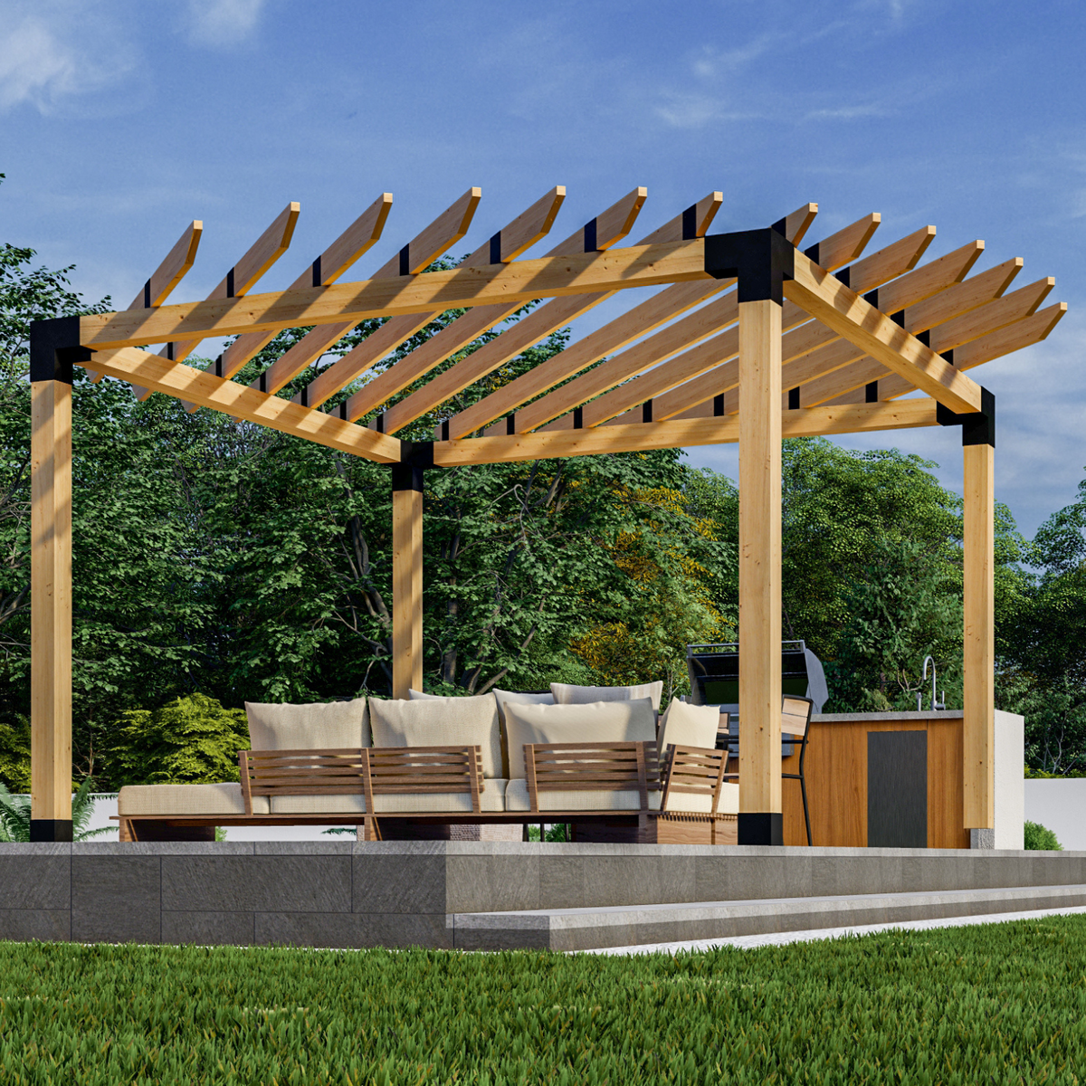 Kit pour pergola circulaire avec toit – Toute taille jusqu’à 12' x 12'