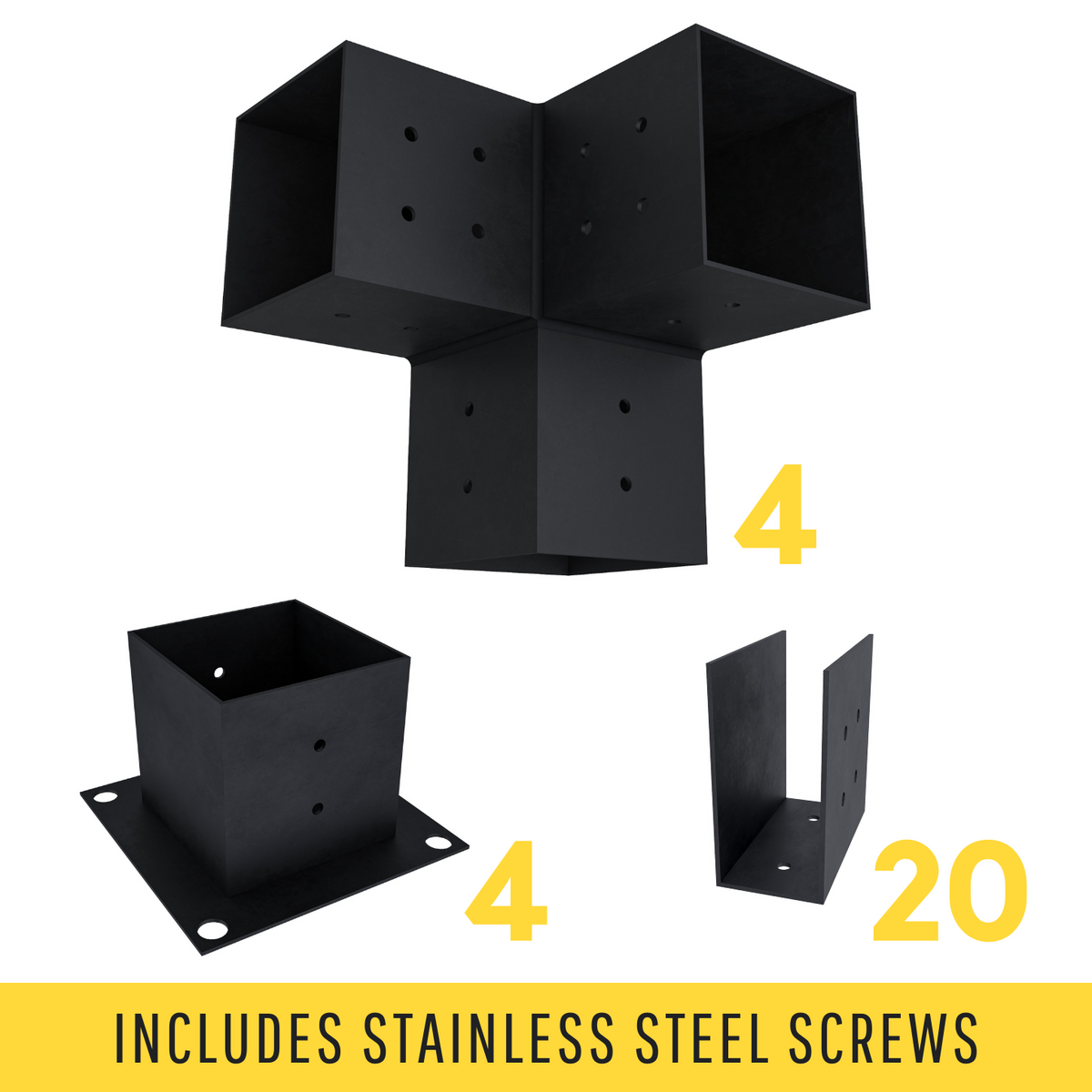 Kit de supports pour pergola ronde en bois – Toute taille jusqu’à 12' x 12'