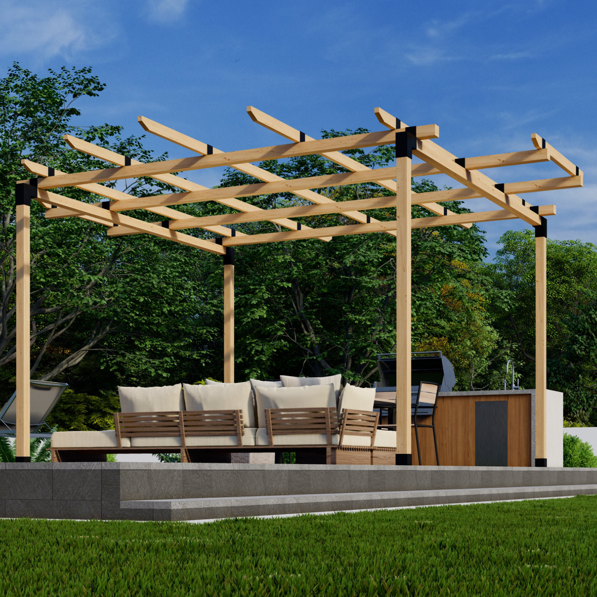 Kit pour pergola ronde avec toit – Toute taille jusqu’à 12' x 12'