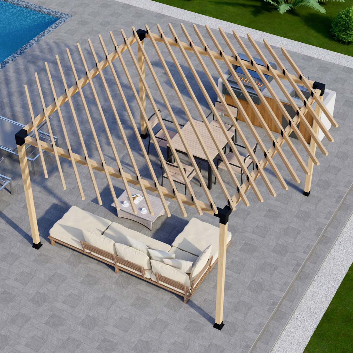 Kit de pergola ronde – Pour pergola à 4 poteaux jusqu’à 12' x 12' avec toit rond