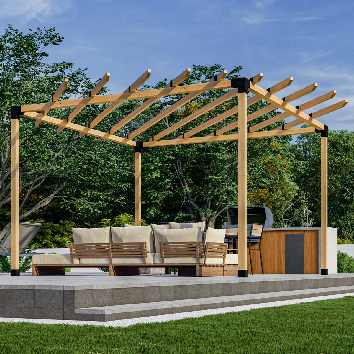 Kit de supports pour pergola ronde en bois – Toute taille jusqu’à 12' x 12'