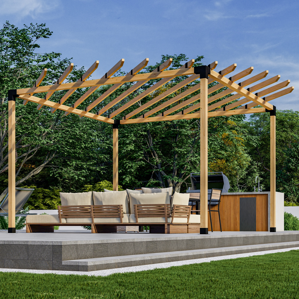 Kit DIY pour pergola ronde avec toit – Toute taille jusqu’à 12' x 12'