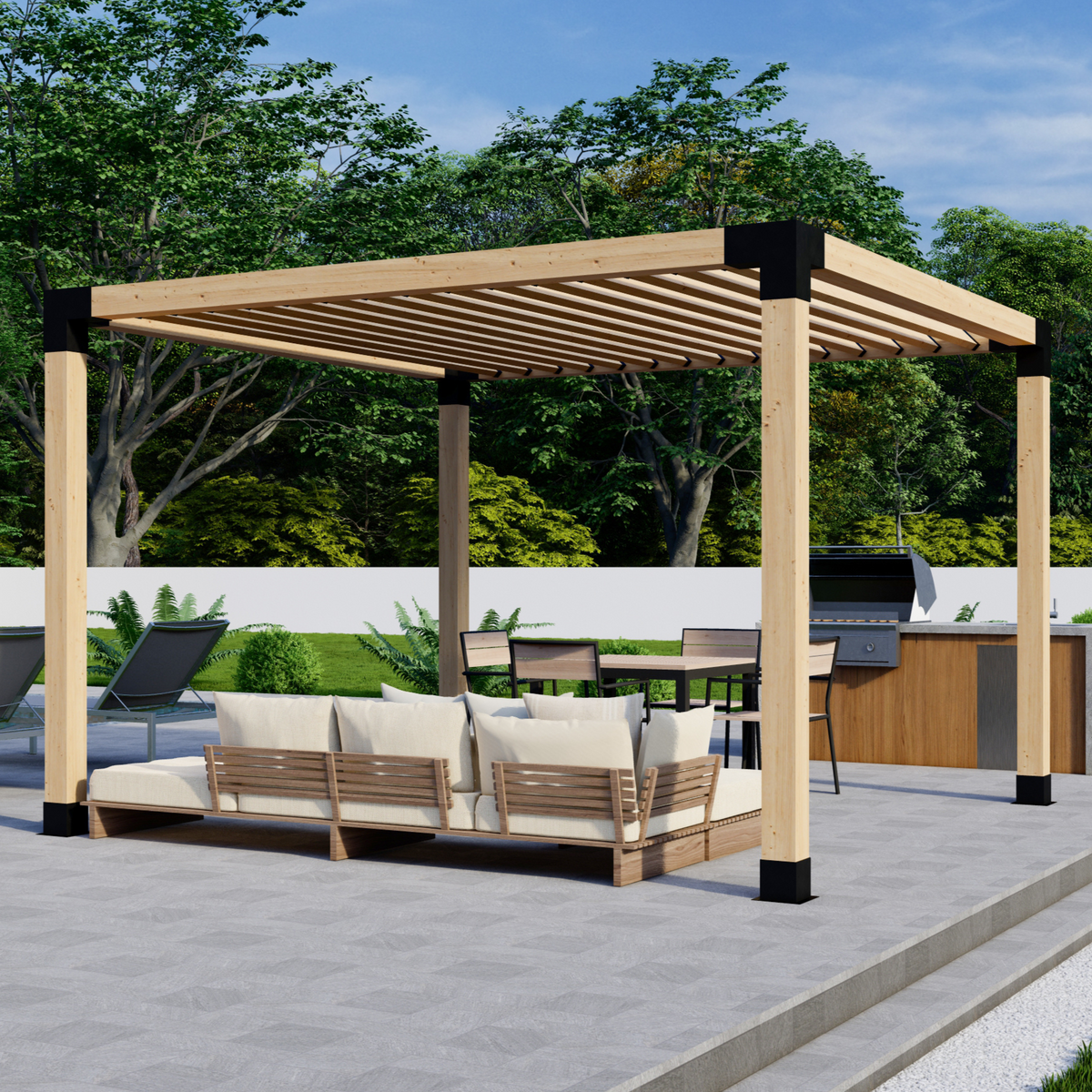 Kit de supports pour pergola en bois avec toit